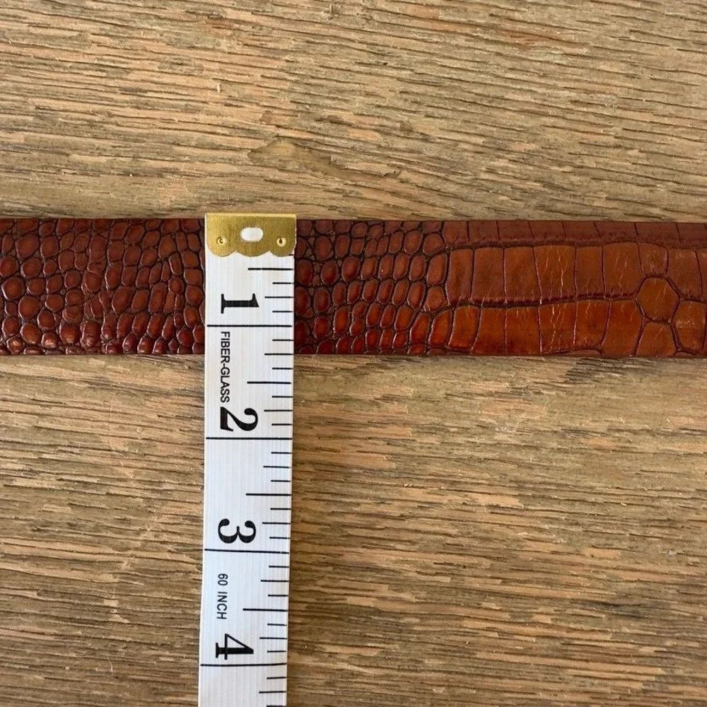Tiger Woods Collection Brown Croc Embossed Leather Belt Men's Golf Silver Buckle